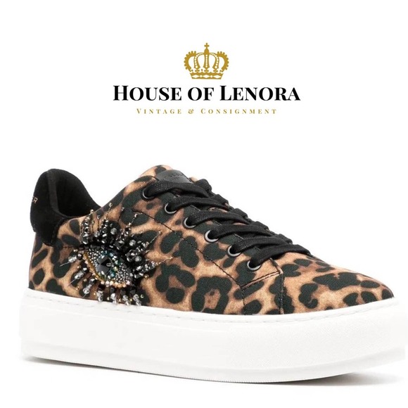 Kurt Geiger Shoes - NWOT KURT GEIGER LONDON Lan!ey Crystal Eye Animal Print Sneakers, 0447-6